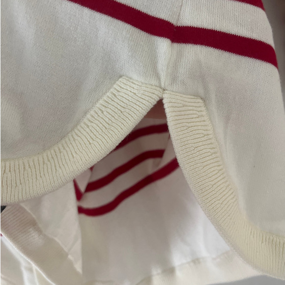 Talbots Petite Poppy Red Striped Bow Sweater Size Large Lightweight Knit‎ Tunic - Picture 7 of 10